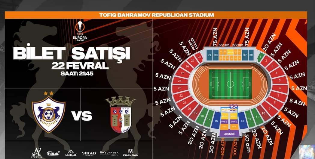 "Qarabağ" - "Braqa" oyununun biletləri satışa çıxarılır